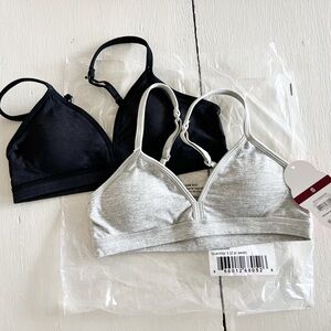 NWT: Women's Black and Gray Bralette Set size S seamless bra